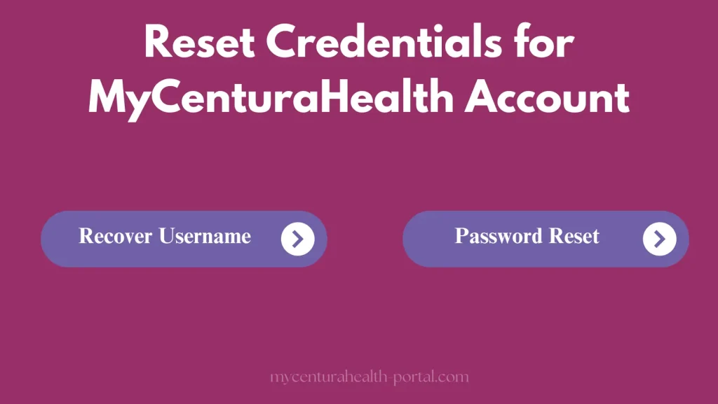 Reset Credentials for MyCenturaHealth Account